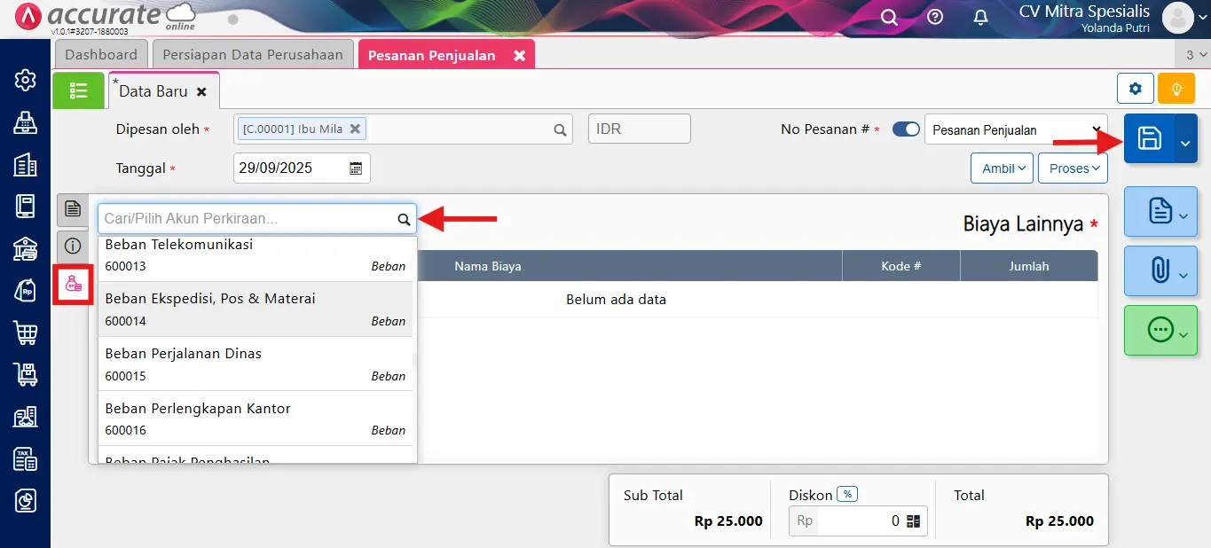 cara menggunakan fitur Pesanan Penjualan